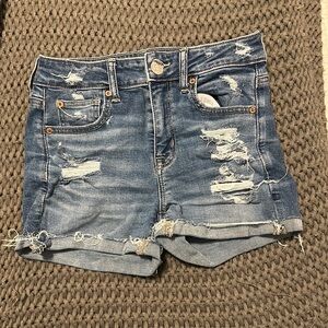American Eagle Blue Jean Shorts Distressed Cut-Off